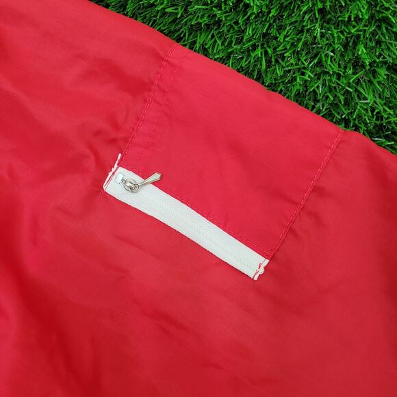 Vintage 80s Hippie MOD Zip Windbreaker Jacket L/XL 23x26 Red - Picture 11 of 13